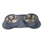 Large Silicone Pet Bowl Double Dog Bowl Stainless Steel