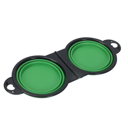 Folding Silicone Pet Bowl – Outdoor Double Dog & Cat Bowl