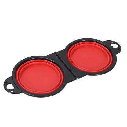 Folding Silicone Pet Bowl – Outdoor Double Dog & Cat Bowl