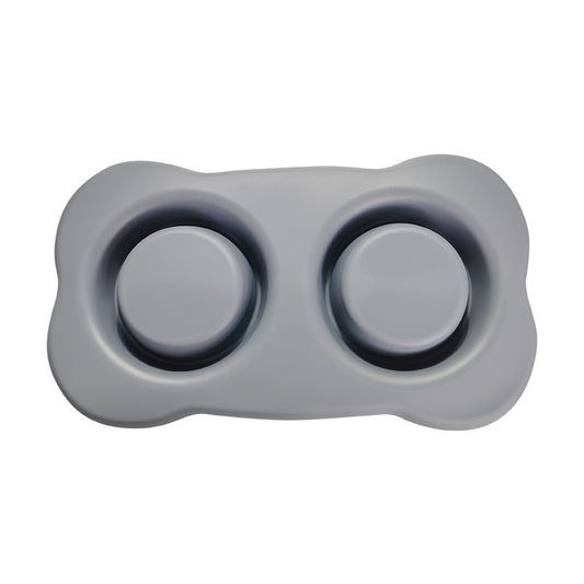 Large Silicone Pet Bowl Double Dog Bowl Stainless Steel