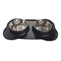 Large Silicone Pet Bowl Double Dog Bowl Stainless Steel