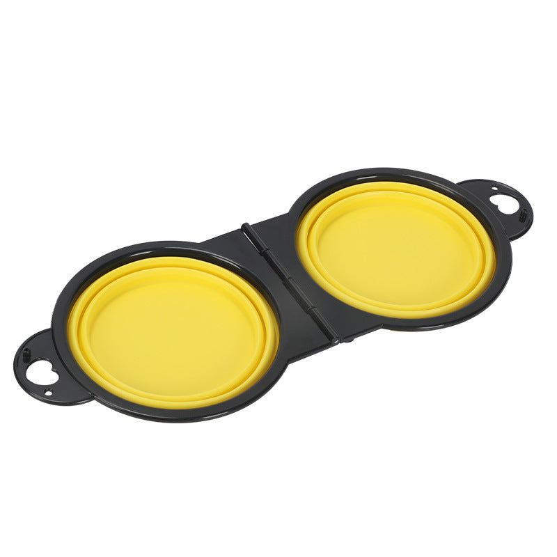 Folding Silicone Pet Bowl – Outdoor Double Dog & Cat Bowl