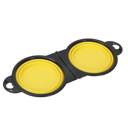 Folding Silicone Pet Bowl – Outdoor Double Dog & Cat Bowl