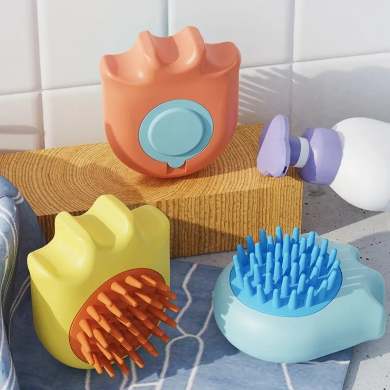 Pet Bath & Massage Brush with Shampoo Dispenser