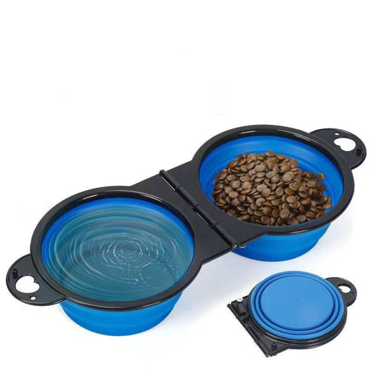 Folding Silicone Pet Bowl – Outdoor Double Dog & Cat Bowl