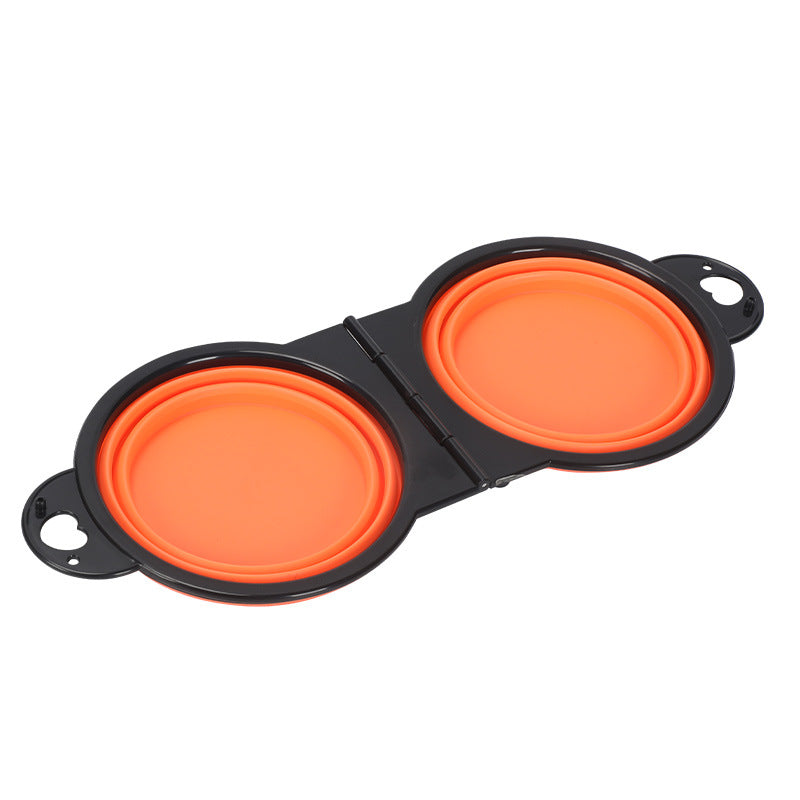 Folding Silicone Pet Bowl – Outdoor Double Dog & Cat Bowl