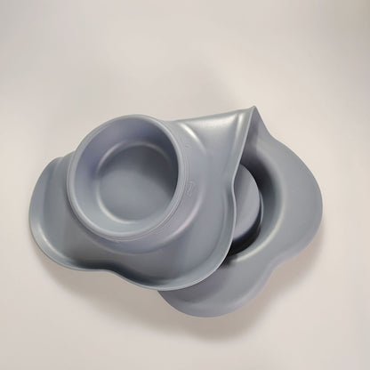 Large Silicone Pet Bowl Double Dog Bowl Stainless Steel